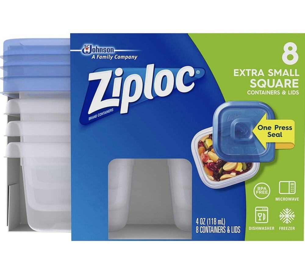 Ziploc One Press Seal Extra Small Square Container - 8 ct
